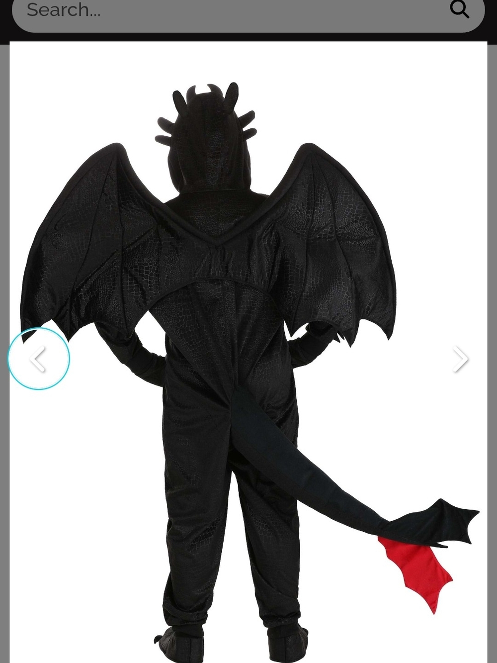 Dreamworks Black Toothless Dragon Costume with Green Eye Accents - Picture 2 of 5